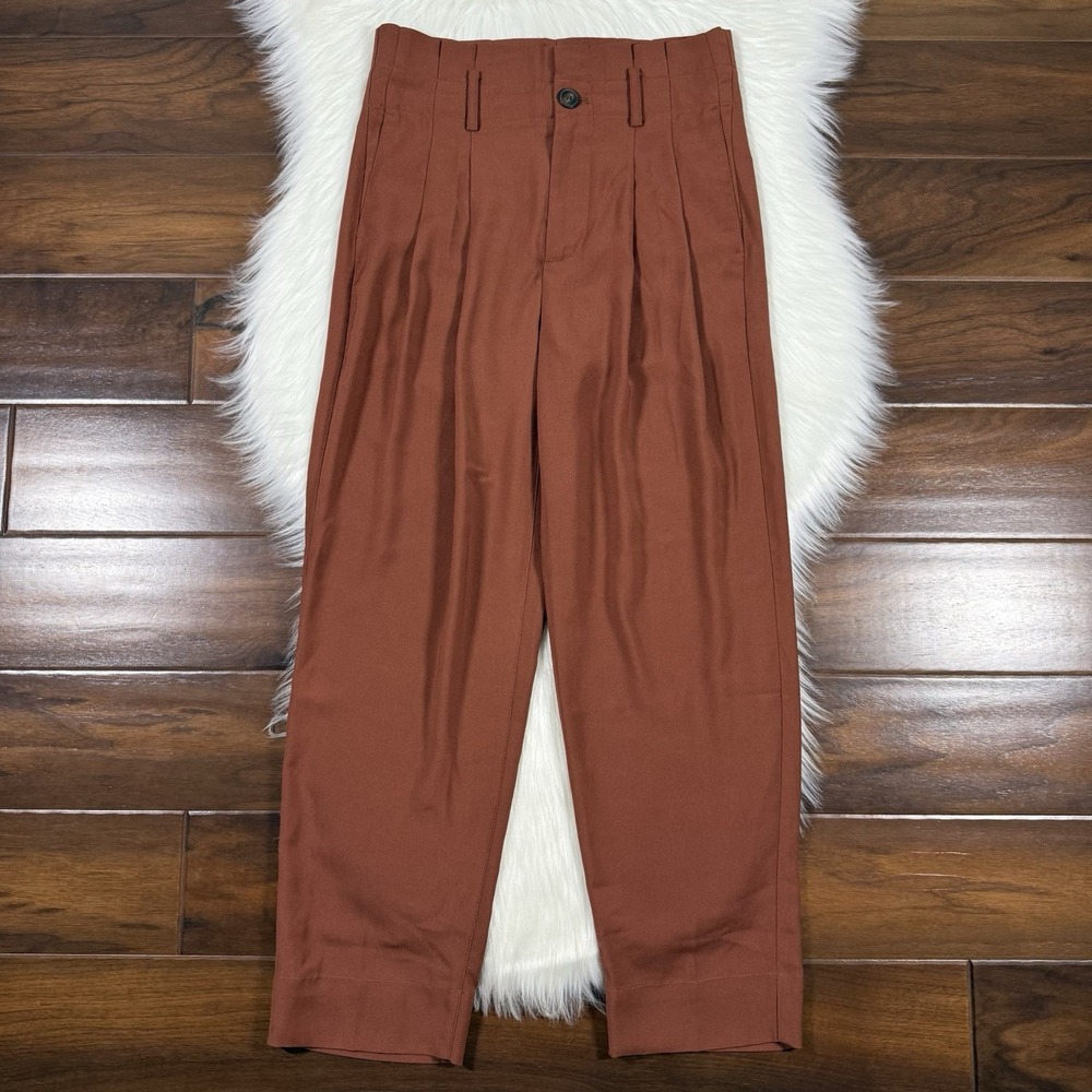 Madewell Women's Size 0 Maple Syrup‎ Drapey Paperbag Cropped Pants L0375